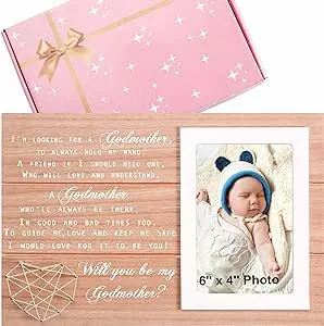 Sioial Godmother Proposal Gift-Will You be my Godmother-Picture Frame Gift-Godmother Photo Frame Keepsake From Godchild-Baptism Gift for Godmother-Mother's Day Birthday Christmas Gift for Godmother