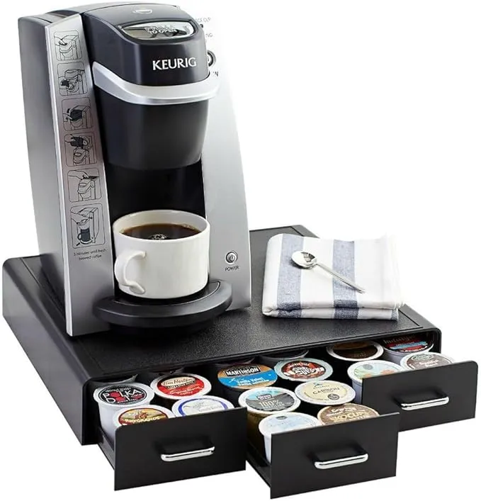 Amazon Basics Coffee Pod Storage Drawer for K-Cup Pods, K-Cup Holder, 36 Pod Capacity, Black