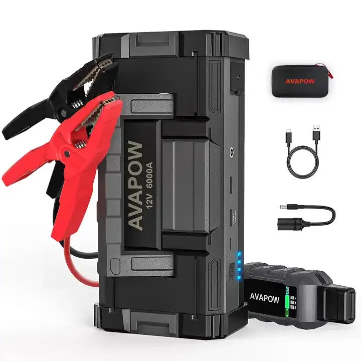 AVAPOW 6000A Car Battery Jump Starter(for All Gas or up to 12L Diesel) 2023 Upgraded Powerful Car Jump Starter with Dual USB Quick Charge and DC Output,12V Jump Pack with Built-in LED Bright Light