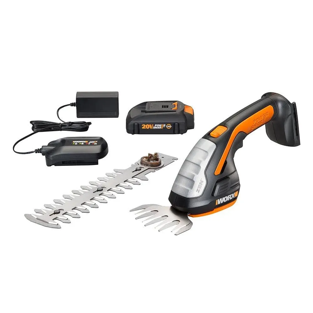 Worx WG801 20V Cordless 4" Shear and 8" Shrubber Trimmer