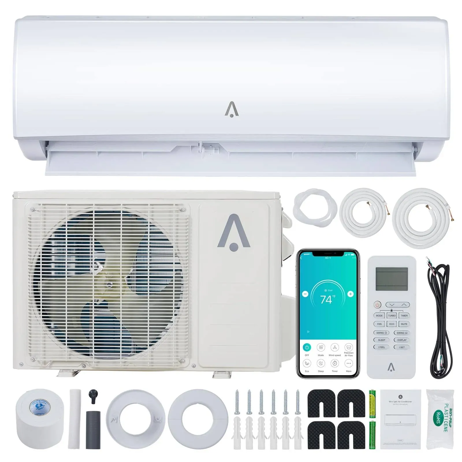 ACONEE 9000 BTU Smart Mini Split AC/Heating System 19 SEER White