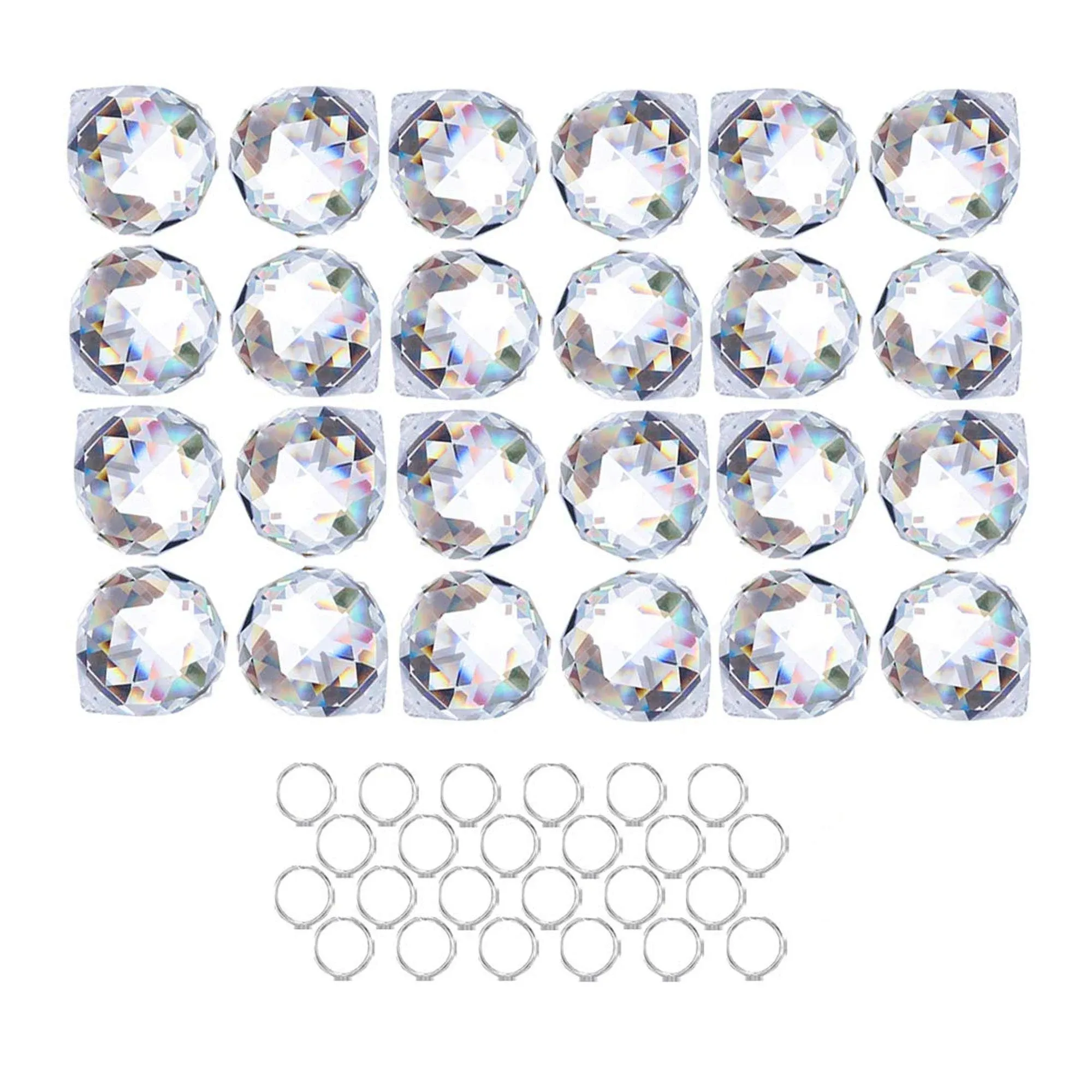 Crystalsuncatcher 24pcs Clear Crystal Ball Prism Suncatcher Rainbow Pendants Maker Hanging Crystals Prism