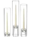 Yummi Set of 12 Taper Candles, Chimney and Taper Holders - Ivory