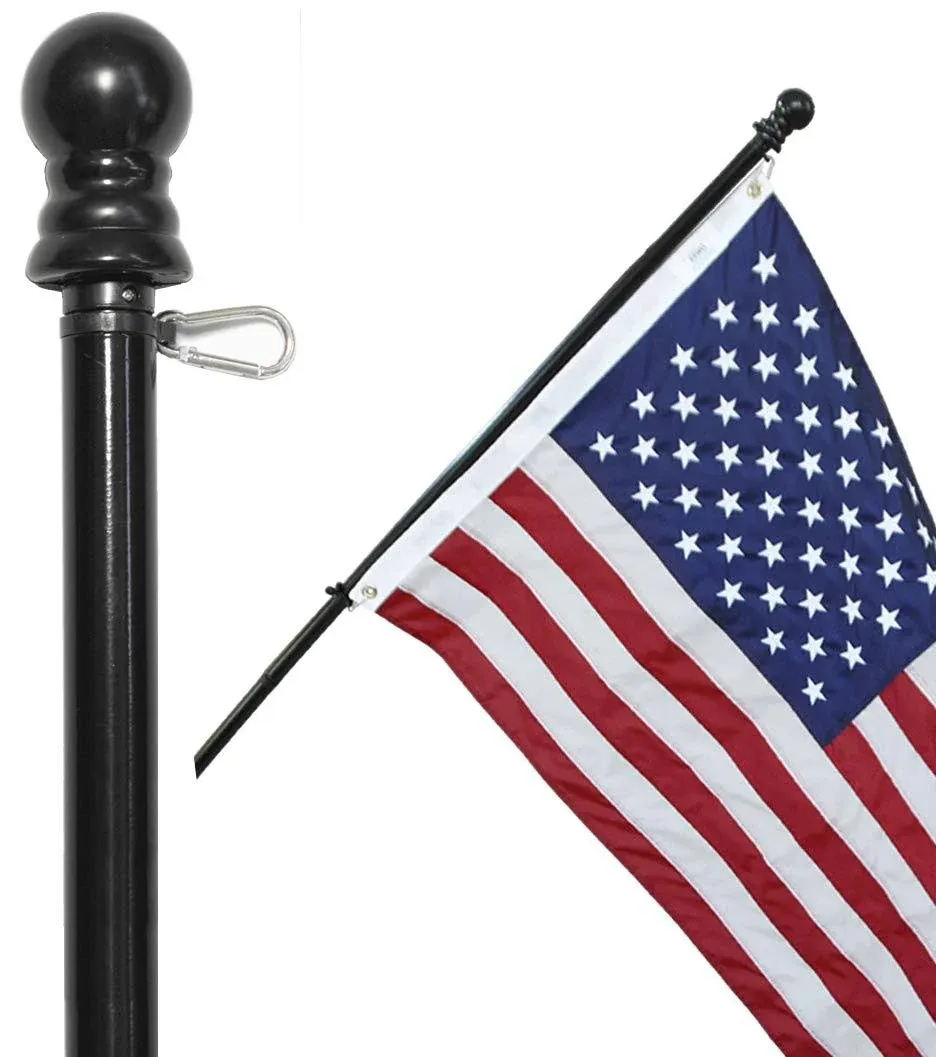 FLAG POLE with Carabiners for House Garden Yard Wall Mount By AMERICAN SIGNATURE