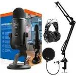 Blue Microphones Yeti USB Microphone with Stand, Headphones and Pop Filter