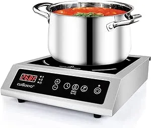 3500W Commercial Induction Cooktop 240V Portable 10 Power Levels 500-3500W Countertop Burner with 12 Timer Settings 140-465°F and LCD Screen Stainless Steel Electric Stove