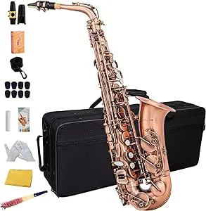 Black/gold keys E Flat Alto Saxophone Brass Engraved Eb E-Flat Natural White Shell Button Wind Instrument with Case Belt Brush (Black/gold keys)