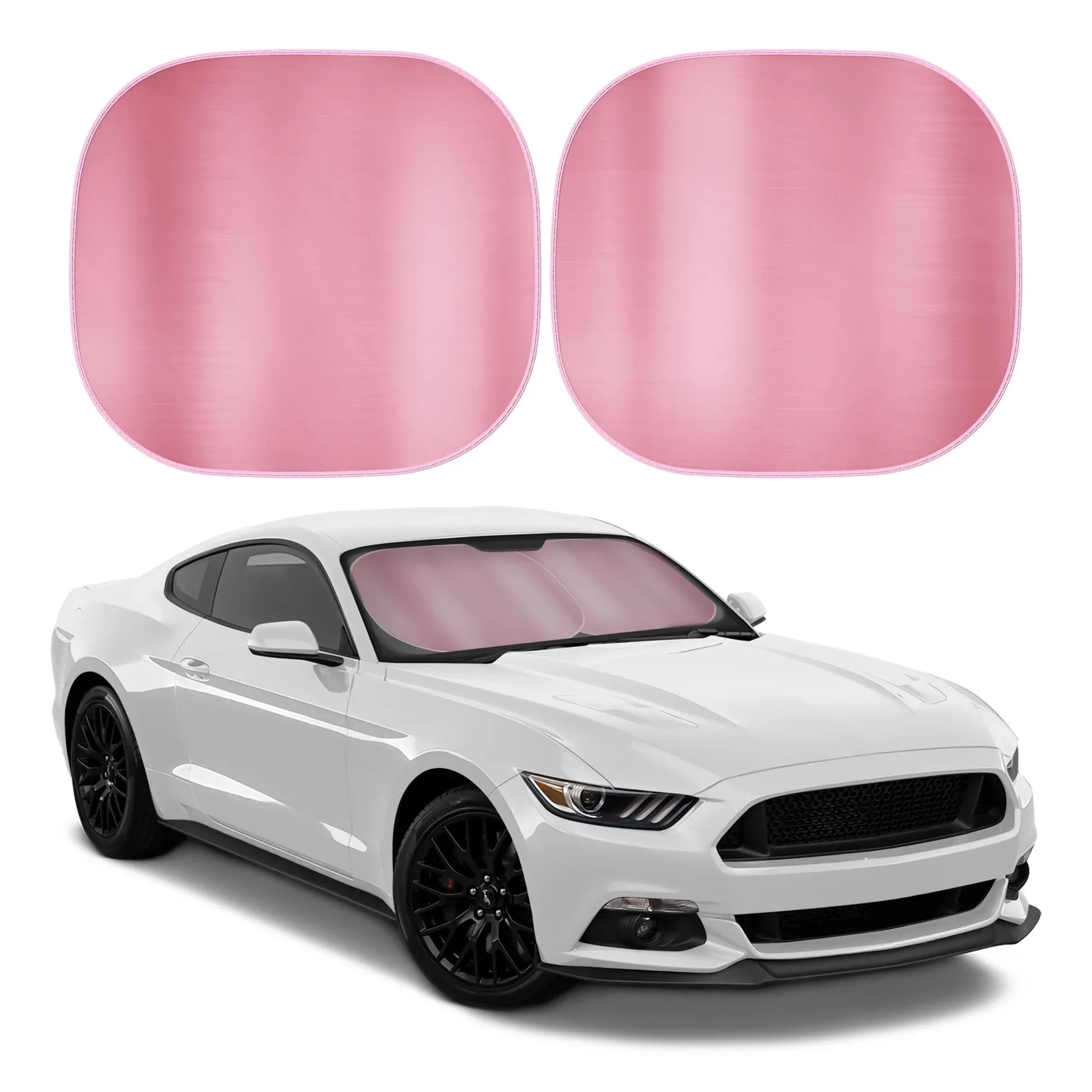 BDK 2PC Metallic Pink Car Windshield Sun Shade - Car Accessories Sunshade for Car Windshield - Blocks UV Rays Sun Visor for Car Window Protector - Easy Setup Keeps Your Vehicle Cool - 31.75 x 28.76