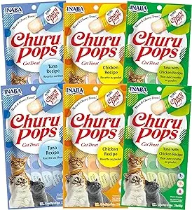 INABA Churu Pops Moist and Chewy Cat Treat 2 Flavor Variety Pack 24 Tubes