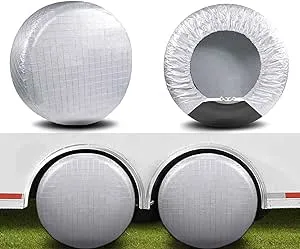 Amfor Tire Covers Set of 4, Waterproof Anti-UV Sun Snow Rain Tire Covers for Trailers, RV, Camper, SUV, Truck, Fits 27-29 Inch Tire Diameter