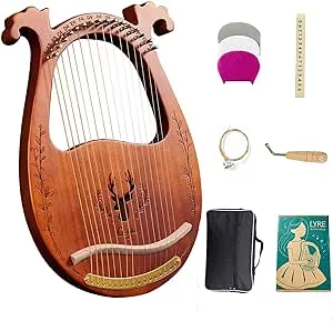 C  16-String Wooden Lyre Harp Resonance Box String Instrument with L7G1