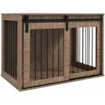 Dog Crate Furniture For Large Dog Indoor Wood Kennel Side End Table Sliding Door