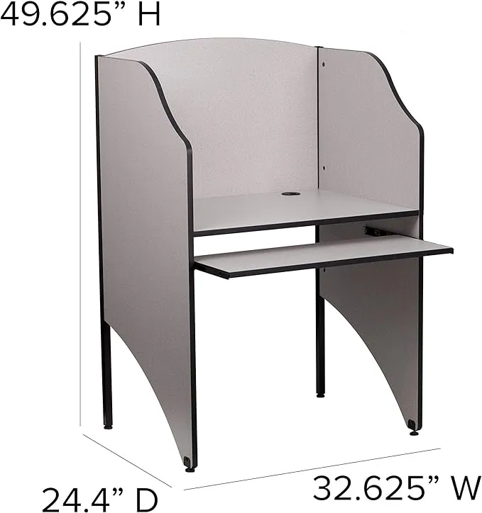 Flash Furniture Kevin Starter Student Study Carrel for Testing Centers and Classrooms, Starter Study Carrel Unit/Private Student Testing Desk, Gray