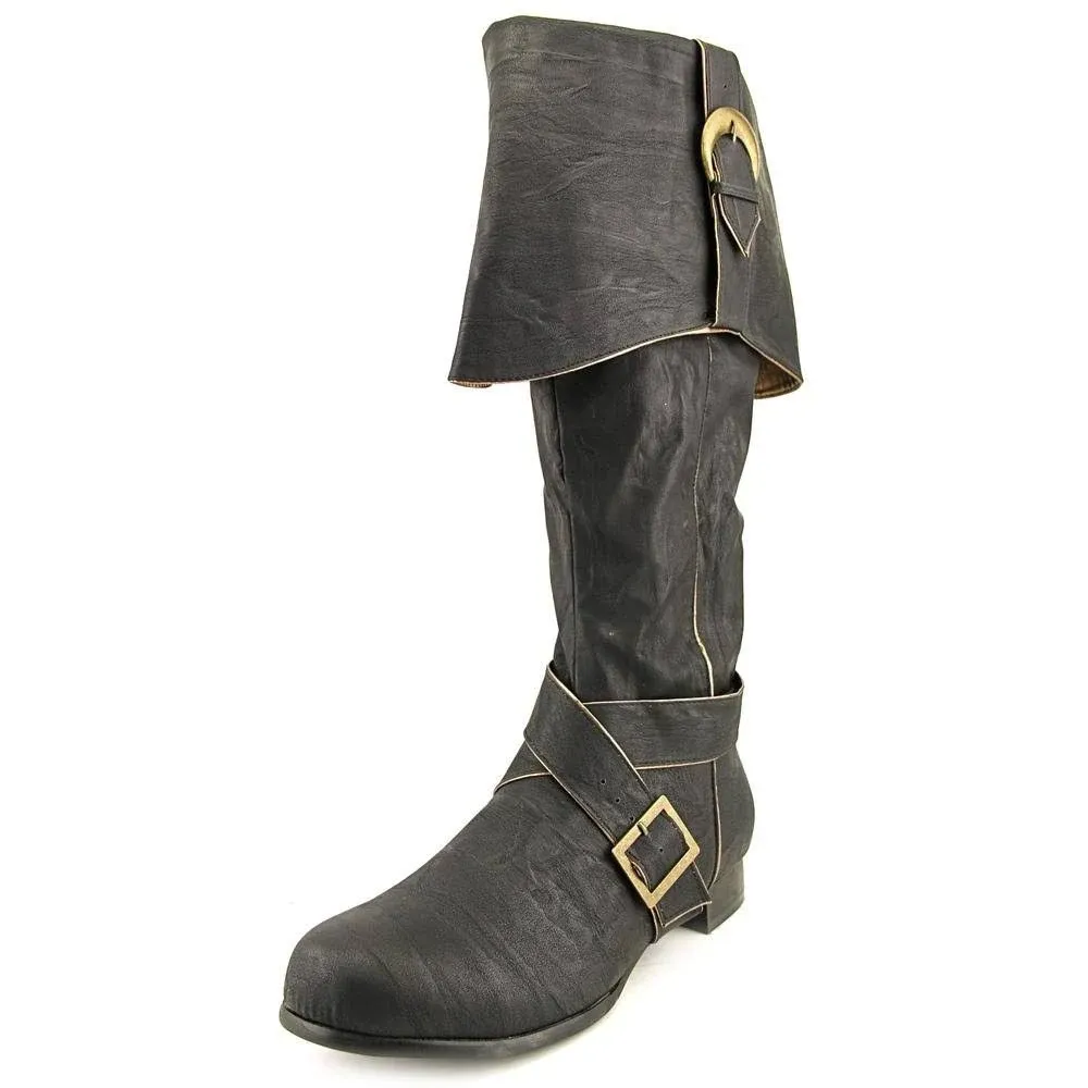 Mens Knee High Pirate Boots Black Halloween Accessory