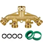 Lifynste 4 Way Brass Hose Splitter, 3/4" Heavy-Duty Brass Garden Hose Splitter, Garden Hose Adapter Connector