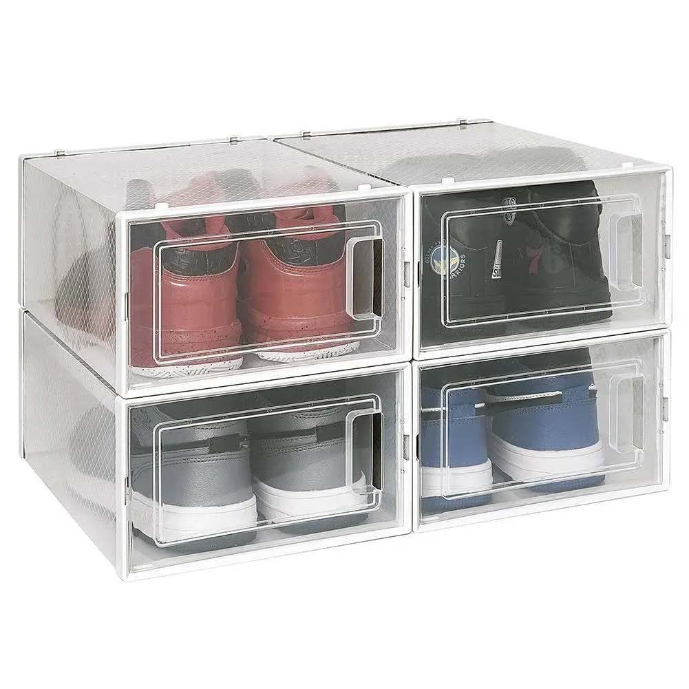 OnDisplay Clik Stackable Interlocking Shoe Box System (Large Clear/Black, Set of 8)