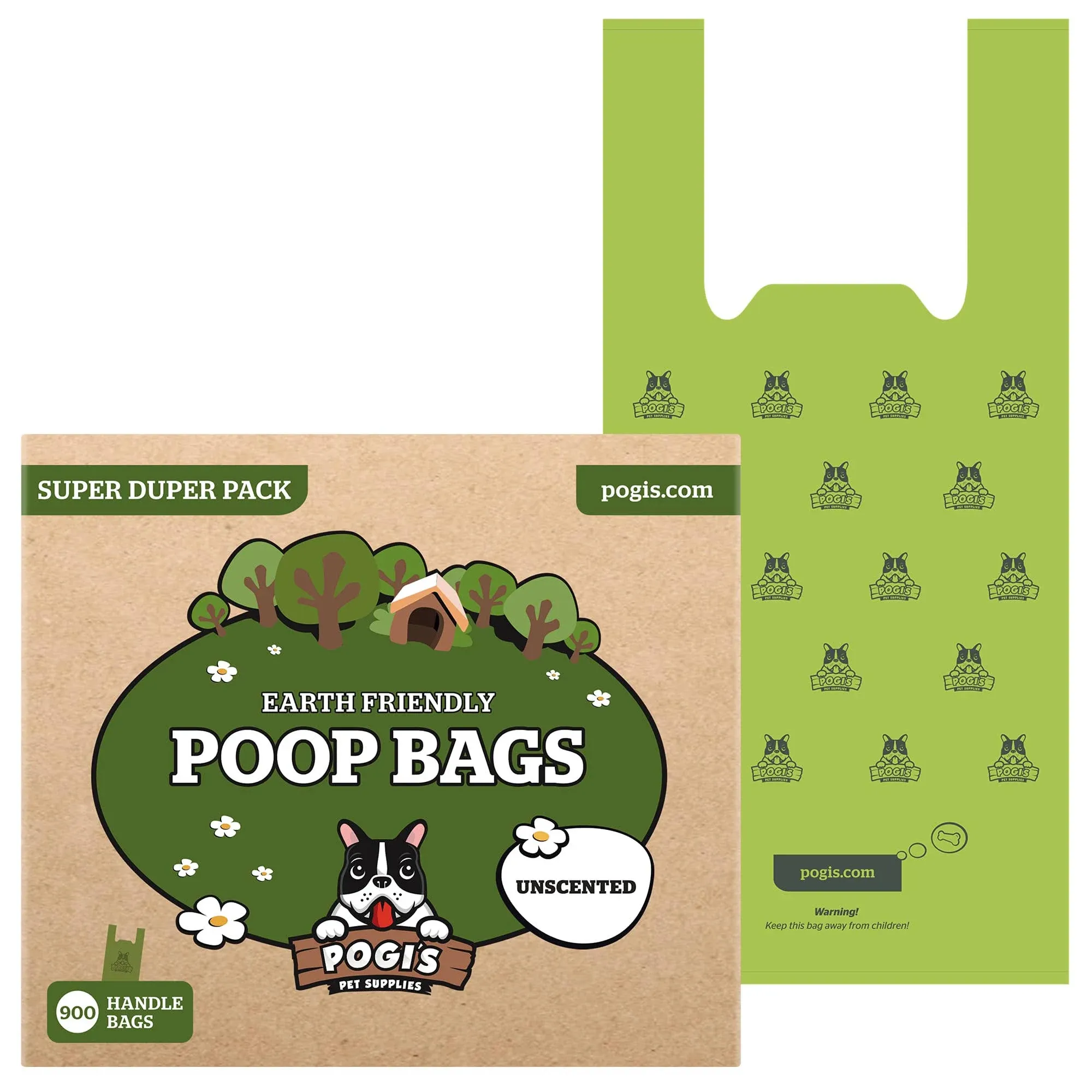 Pogi&#039;S Dog Poop Bags with Handles Bulk - 900 Unscented Doggy Poop Bags with Easy