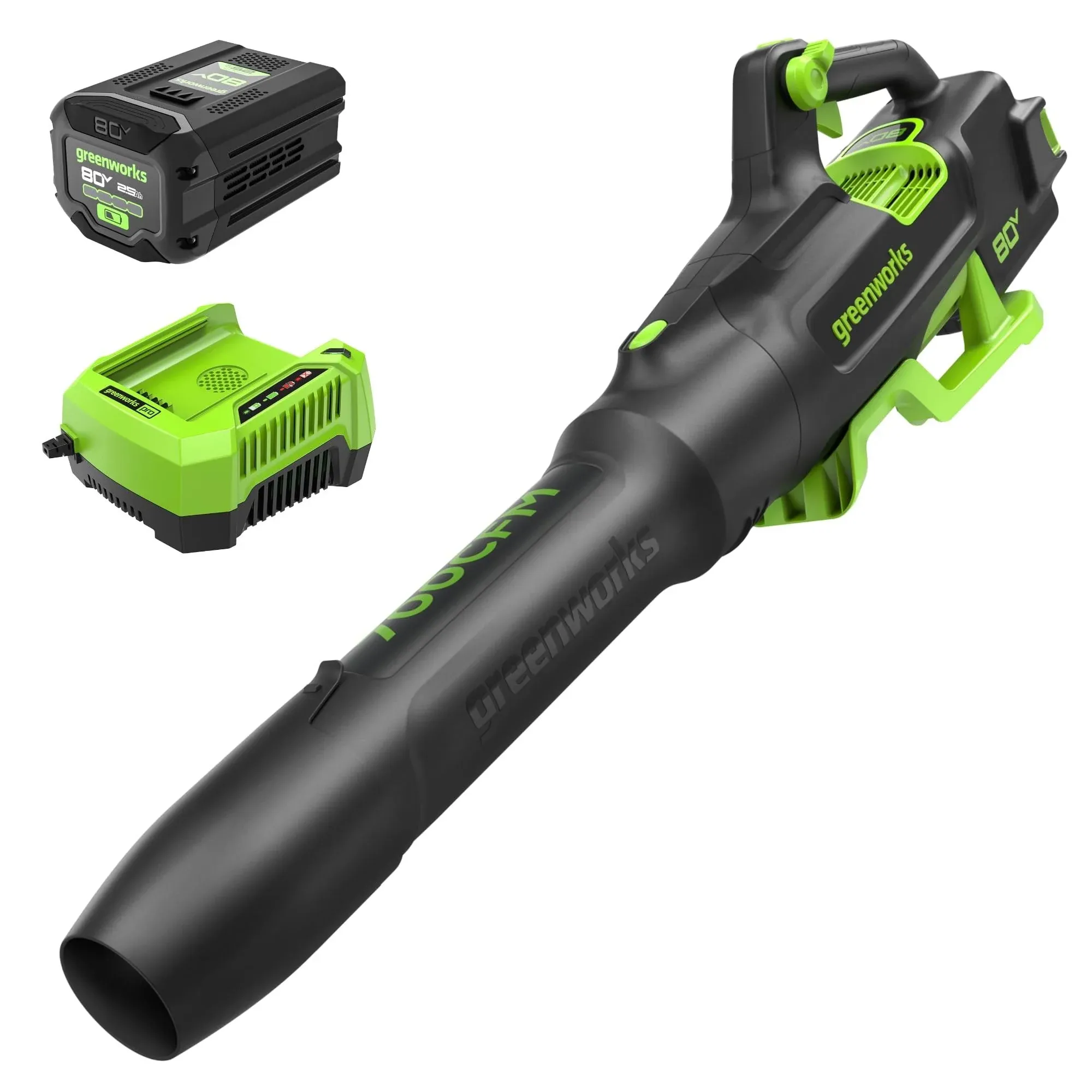 Greenworks 80V 700 CFM Cordless Leaf Blower, 2.5Ah Battery and 45 Minute Rapid Charger