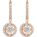 SWAROVSKI SPARKLING DANCE PIERCED EARRINGS, WHITE, ROSE-GOLD TONE PLATED