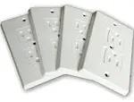 Self-Closing Electrical Wall Outlet Covers for Baby Proofing, Premium Plastic, Standard-Size Child Proof Outlet Cover, 4.6 x 3 Inches, Pack of 4, White - Wonderkid