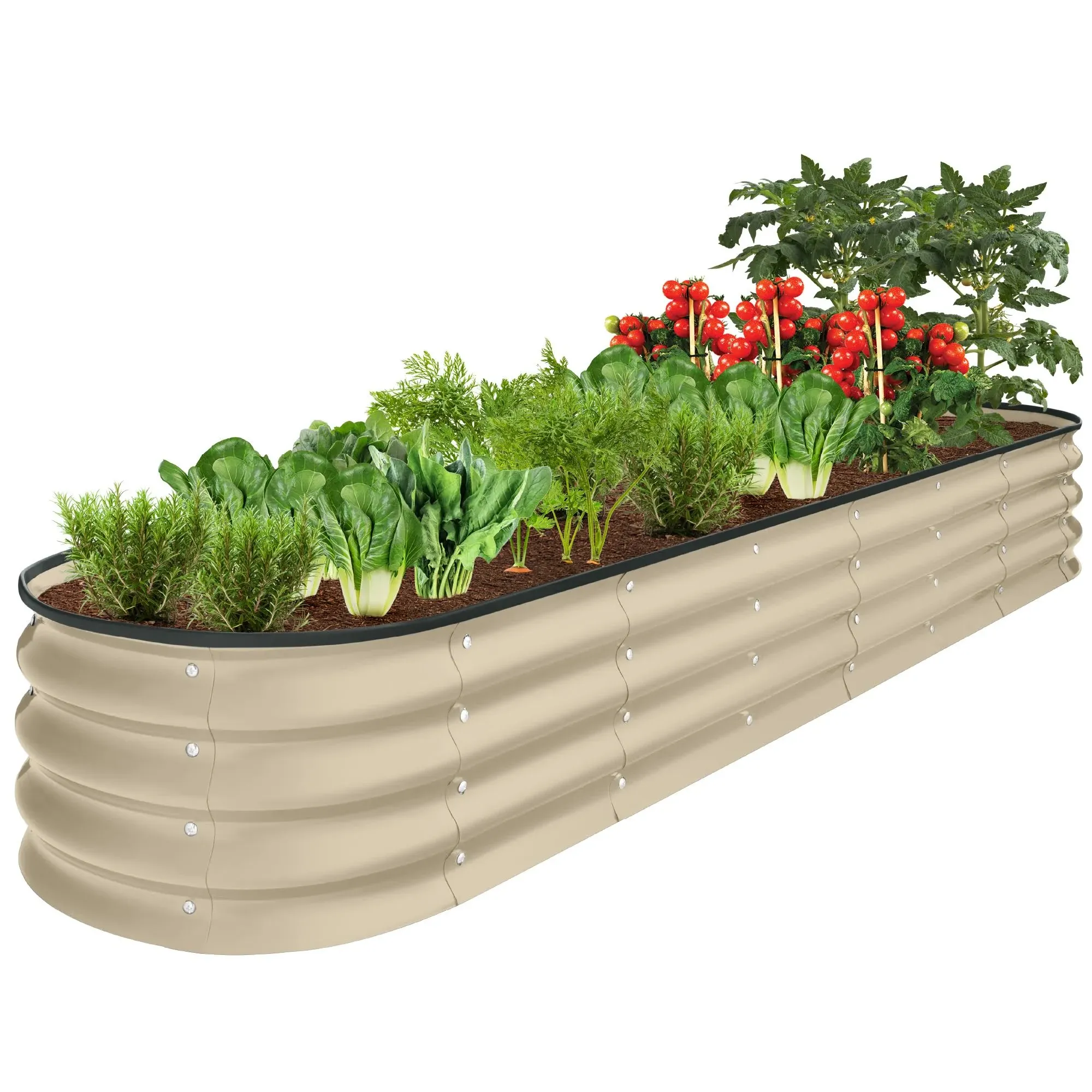 Best Choice Products 8x2x1ft Outdoor Metal Raised Oval Garden Bed, Planter Box for Vegetables, Flowers - Beige