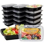 Ezalia 15 Pack Meal Prep Containers 32oz Plastic Food Prep Containers Reusable Le