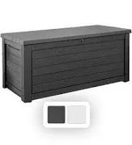 Keter 165 Gallon Weather Resistant Resin Deck Storage Container Box Outdoor Patio Garden Furniture, Brown