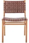 Safavieh Taika Woven Leather Dining Chair, Cognac/Natural (Set of 2)