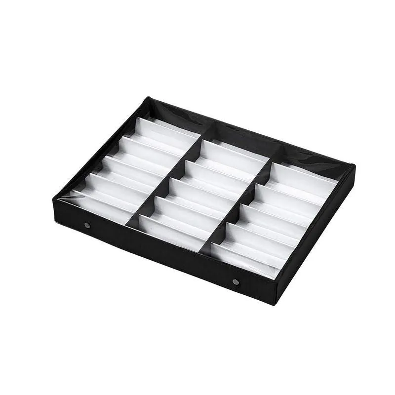 Juvale Sunglasses Organizer, 18 Slot Display Case (18.5 x 14.25 x 2.5 in, Black)