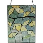 River of Goods Ginkgo Leaf Stained Glass Window Panel