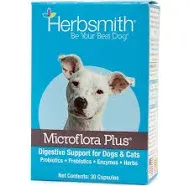 Herbsmith Microflora Plus – Dog Digestion Aid –Probiotics and 120 Capsules 