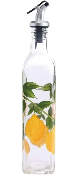 Grant Howard Lemon Hand Painted Oil and Vinegar Cruet, 16 oz. Multicolor