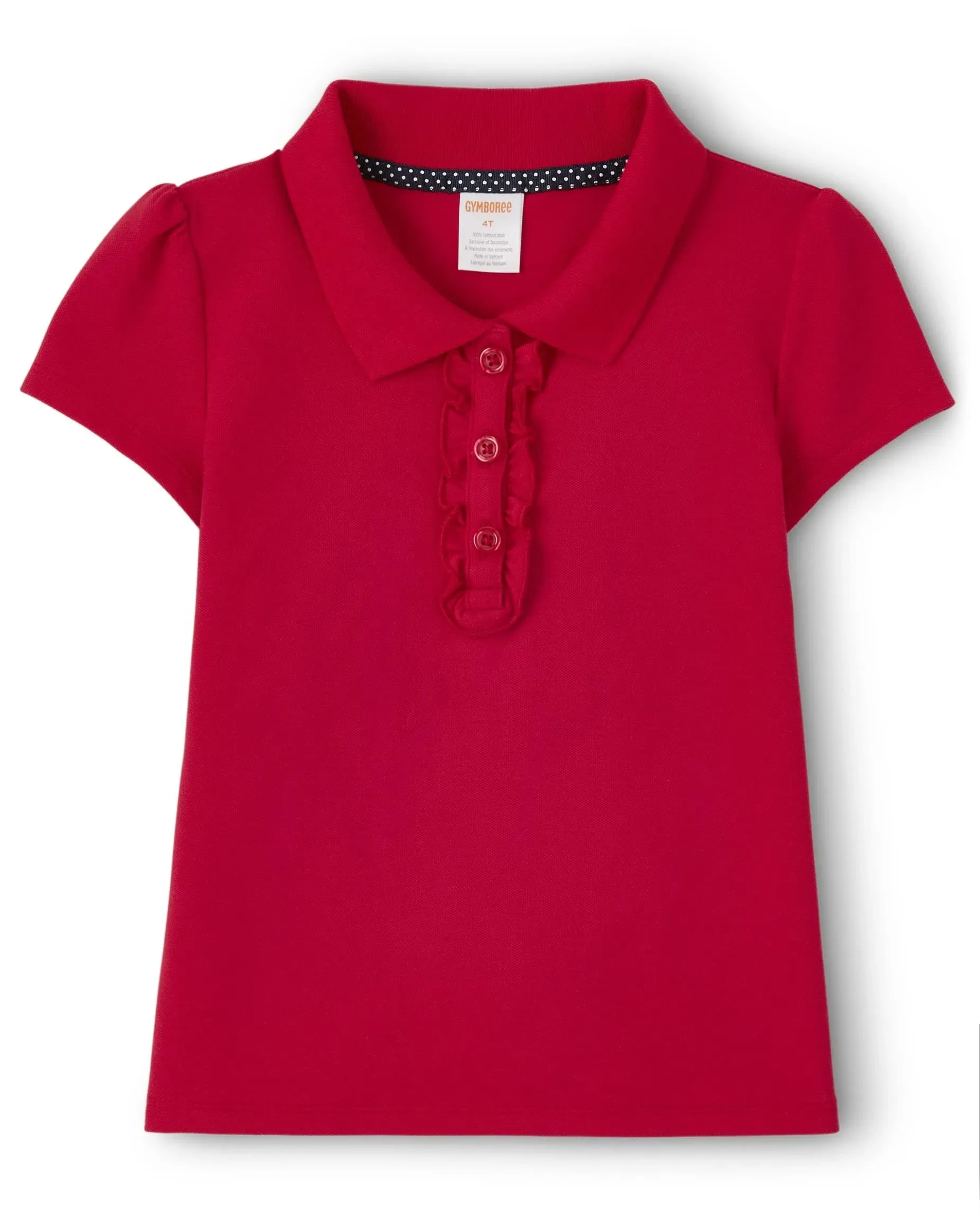 Girls Stain-Resistant Ruffle Polo - Uniform - Royal red