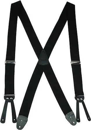 CTM Men's Elastic Basic X-Back Button-End Suspenders