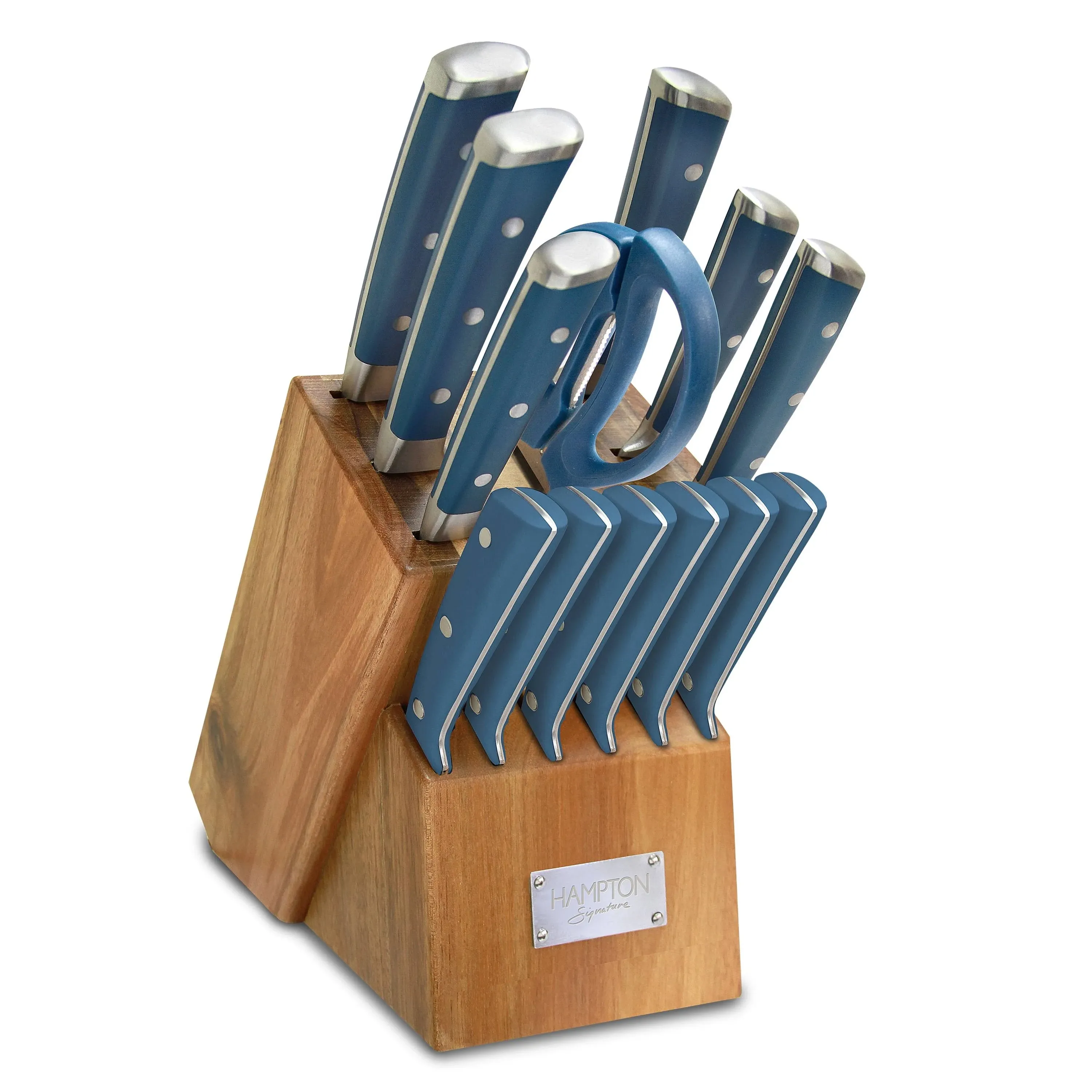 Hampton Signature Stellar 14 Piece Knife Block Set Blue (Missing 4) Full Tang