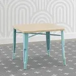 Delta Children Bistro Kids Play Table - Ideal for Arts & Crafts, Snack Time, Homeschooling, Homework & More, Aqua Metal/Natural Birch