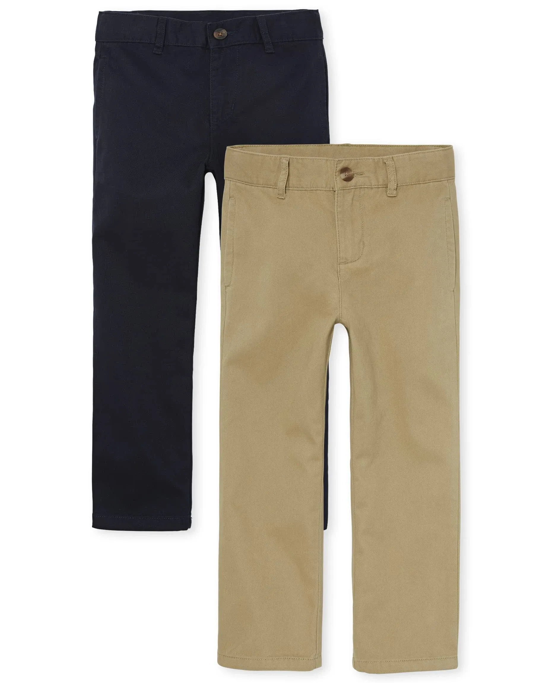 Boys Uniform Stretch Straight Chino Pants 2-Pack - Multi clr