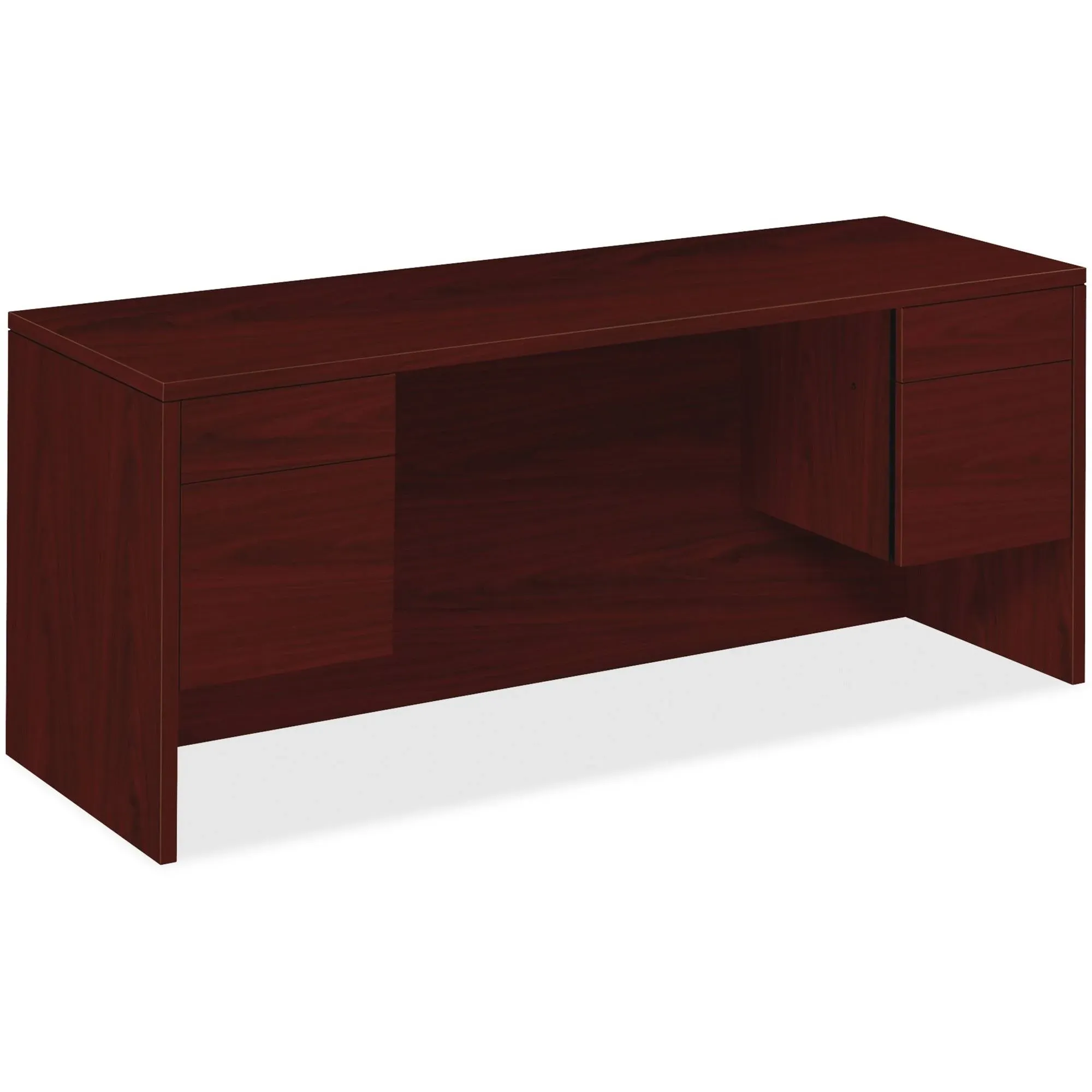 HON 10543NN 10500 Series 72&quot; x 24&quot; x 29 1/2&quot; Kneespace Mahogany 3/4 Height Pedestal Credenza