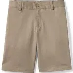 LANDS' END Khaki School Uniform Boys Plain Front Blend Chino Shorts - Size 10S