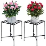 Plant Stand Indoor Outdoor for Flower Pot Heavy Duty Potted Holder Black 2 pack