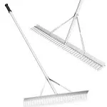 Aluminum Rake with 36" Wide Rake Head and 68" Long Handle - Silver