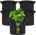 Utopia Home 5 Pack 5 Gallon Grow Bags, Thickened Nonwoven Plant Fabric Pots with Handles, Grow Pots, Plant Bags, Aeration Planting Bags, Fabric