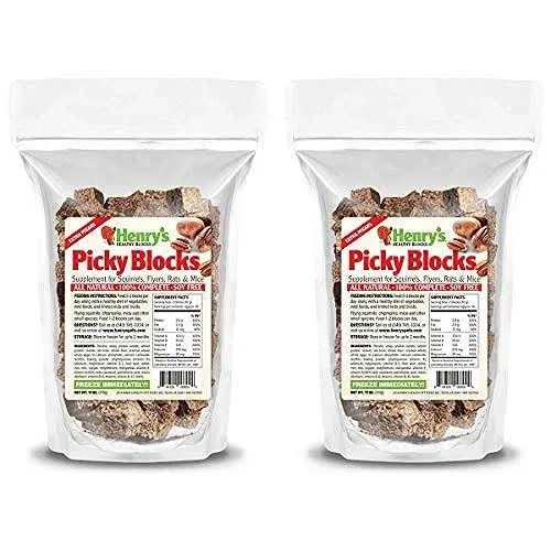 "Henry's Picky Blocks - Nutritionally Complete Rodent Blocks – Food for Squirrels, Flying Squirrels, and Chipmunks, 11 Ounces (2-Pack)"