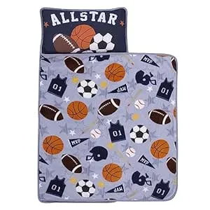 Everything Kids Sports Gray, Navy, Orange, and Brown Allstar Toddler Nap Mat