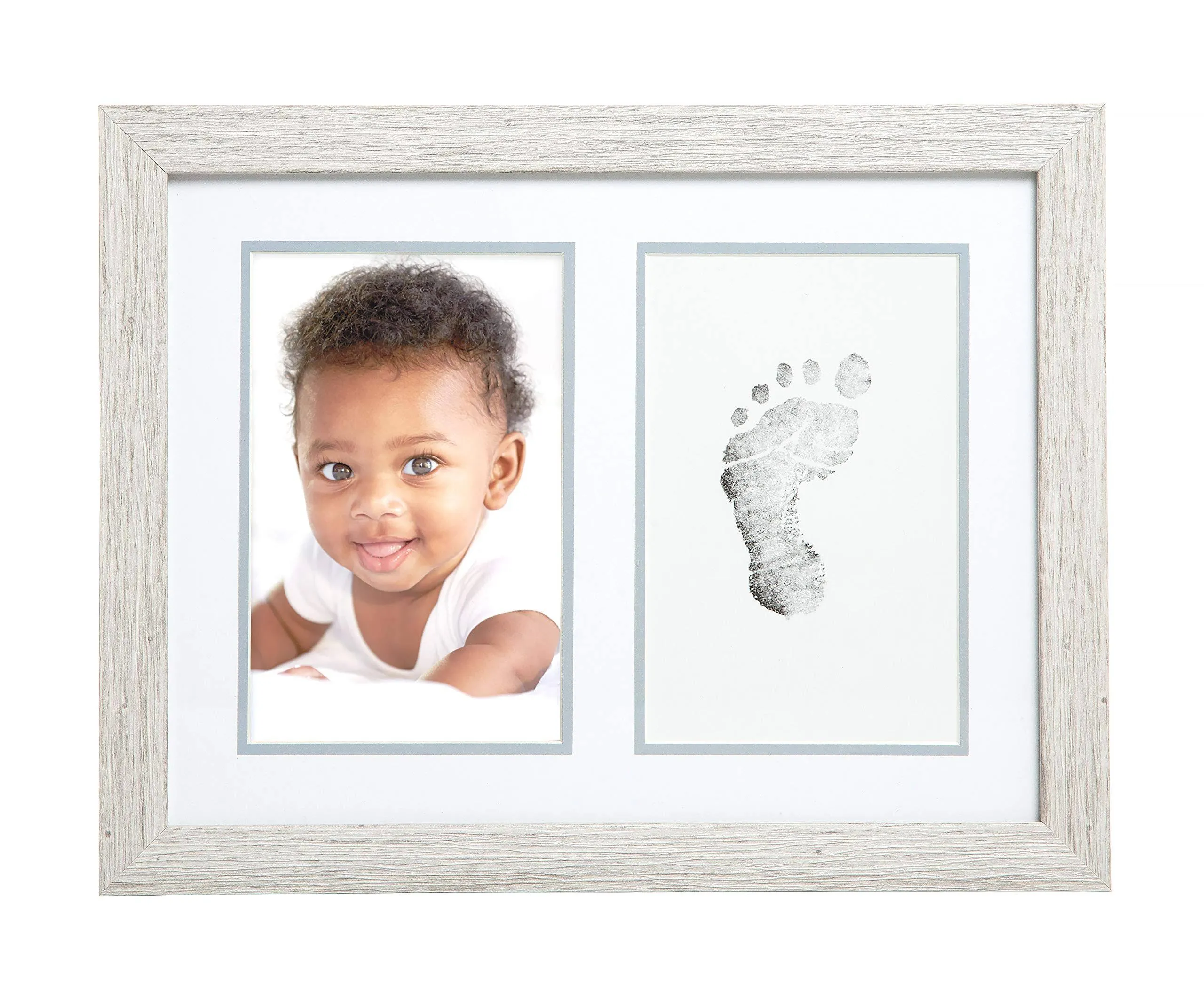 Kate &amp; Milo Rustic Newborn Baby Footprint Photo Frame &amp; Ink Kit Woodland Nursery