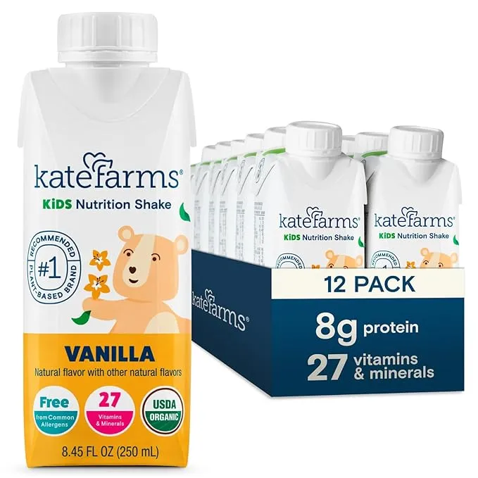 Kate Farms Kids Nutrition Shake, Vanilla, 8.45-ounce Carton