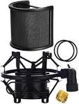 Microphone Shock Mount with Pop Filter,Mic Anti-Vibration Suspension Shock Mount