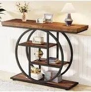 Tribesigns Industrial 4-Tier 41.3" Console Table with Circle Base