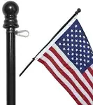 6ft Aluminum Spinning Flag Pole - Tangle Free, Metal Rings (Black)