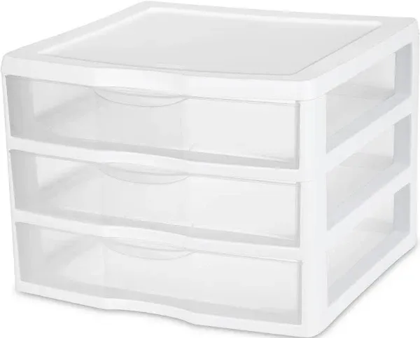 Sterilite Clearview Compact Portable 3 Drawer Storage Organizer Cabinet, 8 Pack